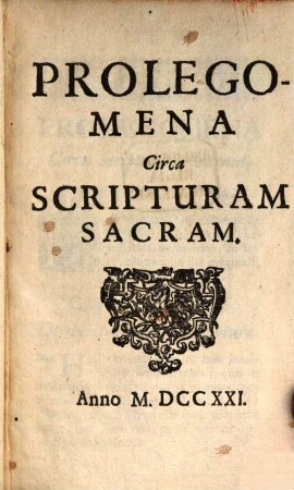 Prolegomena circa Scripturam Sacram