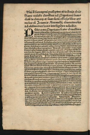 Divi Hieronymi presbyteri et doctoris christiane ecclesie clarissimi ad Nepotianum sacerdotem de clericorum et sacerdotum officiis liber aureolus cum Ioannis Murmellii commentariolis ad obscuriores locos intelligendos adiectis.