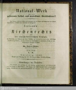 National-Werk für die gesammte kathol. und protestant. Geistlichkeit