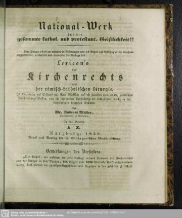 National-Werk für die gesammte kathol. und protestant. Geistlichkeit