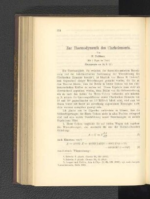 Zur Thermodynamik des Clarkelements.