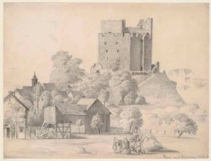 Das Dorf Plauen und die Ehrenburg am westlichen Hang des Geratals im Ilm-Kreis in Thüringen