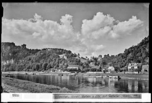 Kurort Rathen an der Elbe mit Rathener Felsen