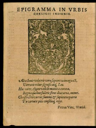 Epigramma In Urbis Gorlici Insignia.
