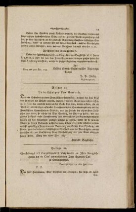 Beilage 21. Unterthäniges Pro Memoria ... den 28ten Dec. 1799