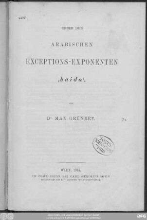 Ueber den arabischen Exceptions-Exponenten "baida"