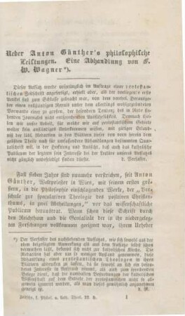 1-58 Ueber Anton Günther's philosophische Leistungen : eine Abhandlung