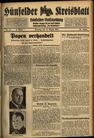 Zweite Ausgabe vom Samstag, den 13. August 1932.