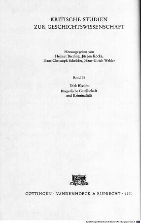 Bürgerliche Gesellschaft und Kriminalität : zur Sozialgeschichte Preußens im Vormärz