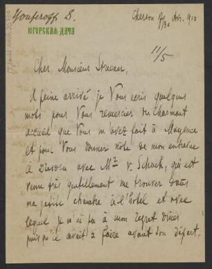 Brief an Ludwig Strecker (senior) und B. Schott's Söhne : 30.04.1910