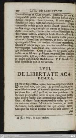 LVIII. De libertate academica