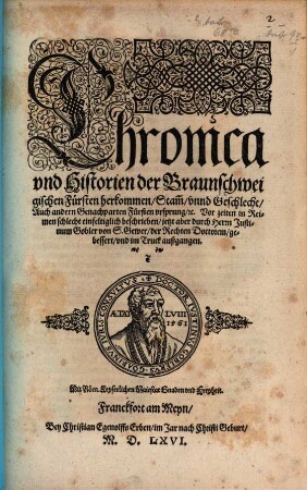 Chronica und Historien der Braunschweigischen Fürsten herkommen, Stam[m], vnnd Geschlecht ... : Gedicht