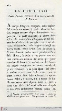 Capitolo XXII: Ludio Romano inventore d´un nuovo metodo di Pittura