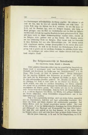 ¬Der¬ Religionsunterricht sei kindertümlich!