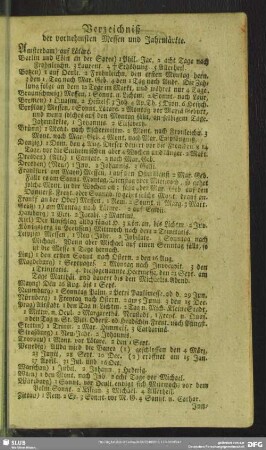 Verzeichniß der vornehmsten Messen und Jahrmärkte