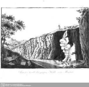 Aeusere Ansicht der großen Höhle von Alcantara (Tab. IV, pag. 117)