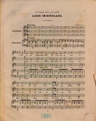 Fünf Gesänge : für 1 Singstimme mit Begl. d. Pianoforte ; op. 43. 3. Liebe im Hochland. - Pl.Nr. 43. - 7 S.