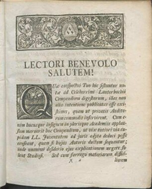 Lectori Benevolo Salutem!