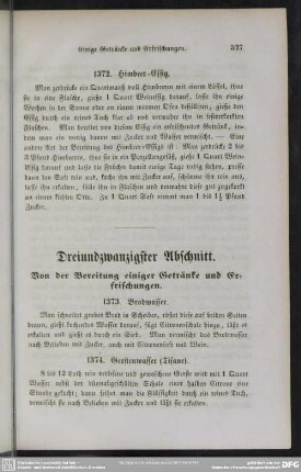Dreiundzwanzigster Abschnitt. Von der Bereitung einiger Getränke und Erfrischungen