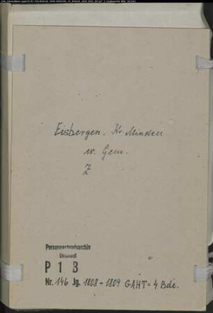 Zivilstandsregister der evangelischen Gemeinde Eisbergen, Kreis Minden (GAHT 1808-1809) (Gemeinde: Evangelische Gemeinde Eisbergen)