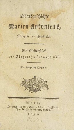 Lebensgeschichte Marien Antoniens, Königinn von Frankreich