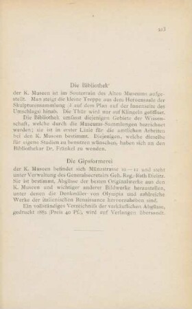 Die Bibliothek ; Die Gipsformerei