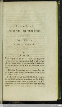 Erster Theil. Grundlage der Arithmetik