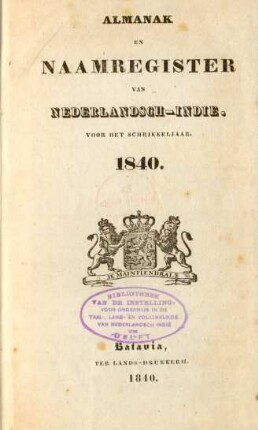 1840: Almanak en naamregister van Nederlandsch-Indie