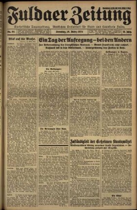 Erste Ausgabe vom Sonntag, den 18. März 1934.