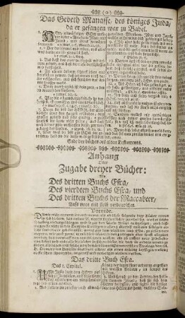 Anhang Oder Zugabe dreyer Bücher: Als Des dritten Buchs Esra, Des vierdten Buchs Esra, und Des dritten Buchs der Maccabeer, Aufs neue mit Fleiß verdeutschet.