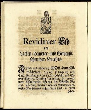 Revidirter Eid des Lacken-Händler- und Gewandschneider-Knechts.