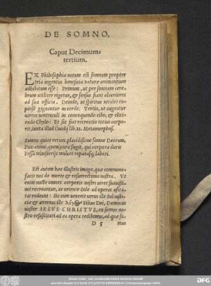 De Somno. Caput Decimumtertium.