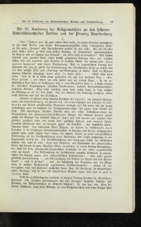 ¬Die¬ 10. Konferenz der Religionslehrer an den höheren Unterrichtsanstalten Berlins und der Provinz Brandenburg