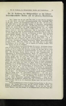 ¬Die¬ 10. Konferenz der Religionslehrer an den höheren Unterrichtsanstalten Berlins und der Provinz Brandenburg
