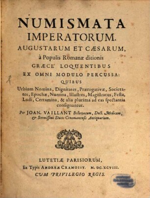 Numismata aerea imperatorum Romanorum praestantiora