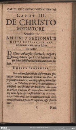 Caput III. De Christo Mediatore