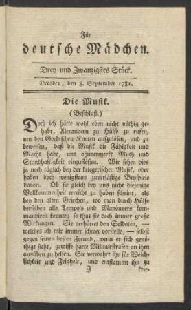 Drey und Zwanzigstes Stück