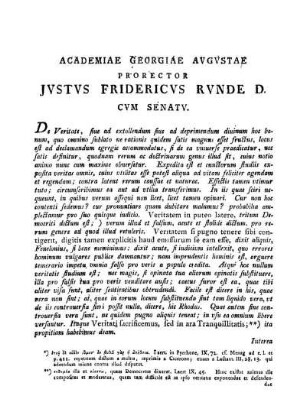 ACADEMIAE GEORGIAE AUGUSTAE PRORECTOR JUSTUS FRIDERICUS RUNDE D. CVM SENAT.