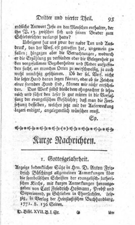 Anzeige bedenklicher Sätze in Hrn. D. Anton Friedrich Büschings allgemeinen Anmerkungen über die symbolischen Schriften der evangelisch-lutherischen Kirche.