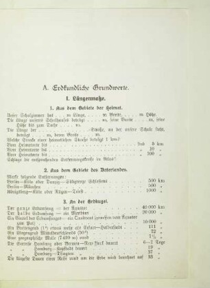 A. Erdkundliche Grundwerte