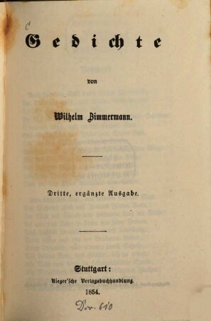 Gedichte von Wilhelm Zimmermann