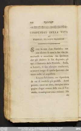 Compendio Della VIta Di Formoso, Filosofo Francese.