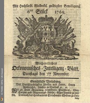 6tes Stück, Dienstags den 7ten November 1769