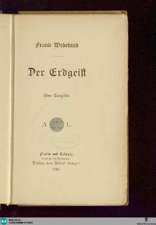 Der Erdgeist : eine Tragödie