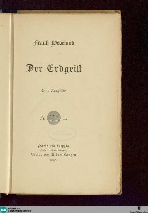 Der Erdgeist : eine Tragödie