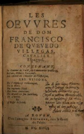 Les Oeuvres de Francisco de Quevedo