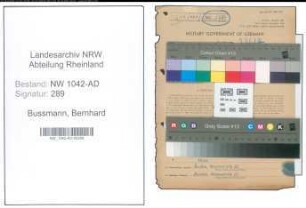 Entnazifizierung Bernhard Bussmann , geb. 29.05.1905 (Kommunalbeamter)