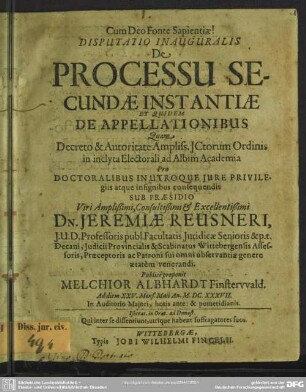 De processu secundae instantiae : et quidem de appellationibus