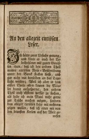 An den alleit curiösen Leser