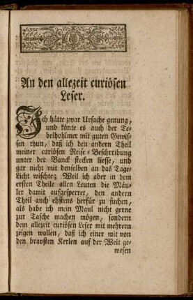 An den alleit curiösen Leser